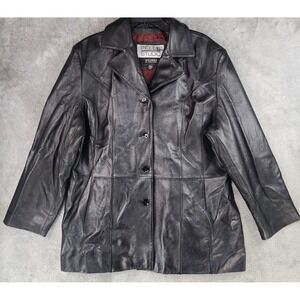 Wilsons Pelle Studio Leather Jacket Womens 2X Black Lined Mobwife Retro Coat